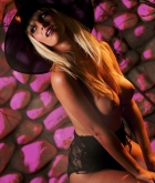 Marketa Pechova, blonde, strip, nude, witch, Halloween