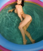 Katie Fey, brunette, strip, nude, busty, ass, wet, pool