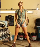 Hayley Marie Coppin, blonde, strip, nude, mechanic