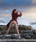 Gabriella Lupin, redhead, strip, nude, busty, ass, beach