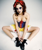 Jayden Cole, redhead, strip, topless, snow white, scary