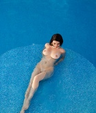 Ana Karoline, brunette, strip, nude, busty, ass, pool