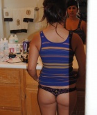 Leila, brunette, strip, nude, busty, ass, mirror