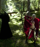 Brea, blonde, nude, busty, sword, cape, armour, wraith