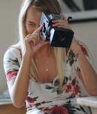 Hayley Marie Coppin, blonde, camera, upskirt, topless