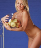 Victoria K, blonde, strip, nude, apples, perky