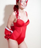 Veronica, redhead, strip, nude, busty, Christmas