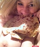 Summer St Claire, blonde, nude, pancakes, self