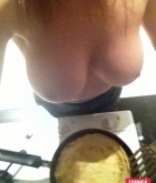 Summer St Claire, blonde, nude, pancakes, self