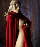 Mega of Lille, blonde, strip, nude, busty, ass, cape