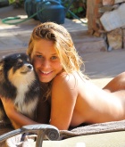 Kennedy Leigh, blonde, strip, nude, public, ass, dog