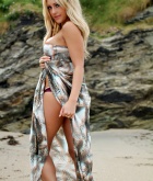 Ashley Emma, blonde, strip, nude, busty, beach