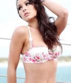Mica Martinez, brunette, strip, boobs, lingerie, boat