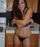 Samantha, kitchen, strip, nude, boobs