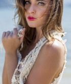 Alana Alexandrino, brunette, strip, nude, tease, beach, tanlines
