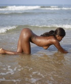 Simone, ebony, ass, beach, nude
