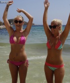Julianne, Susanne, blonde, strip, topless, boobs, public, beach