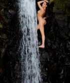 Mia Malkova, blonde, strip, nude, ass, perky, pose, waterfall