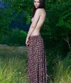 Karolina Young, brunette, strip, nude, boobs, outdoors