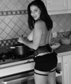 Lacey Banghard, strip, nude, busty, spaghetti, cook