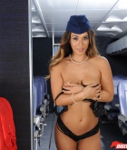 Eva Lovia, brunette, ass, thong, nude, strip, stewardess, plane