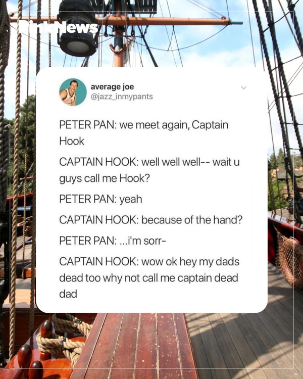 a coo sticks, captain dead dad, not Hannah