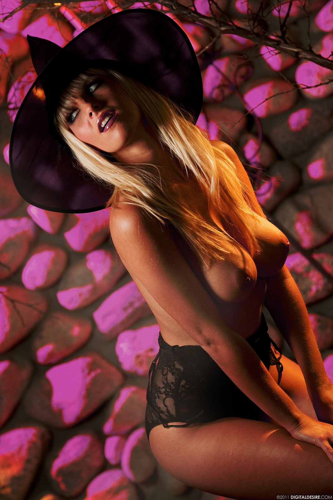 Marketa Pechova, blonde, strip, nude, witch, Halloween