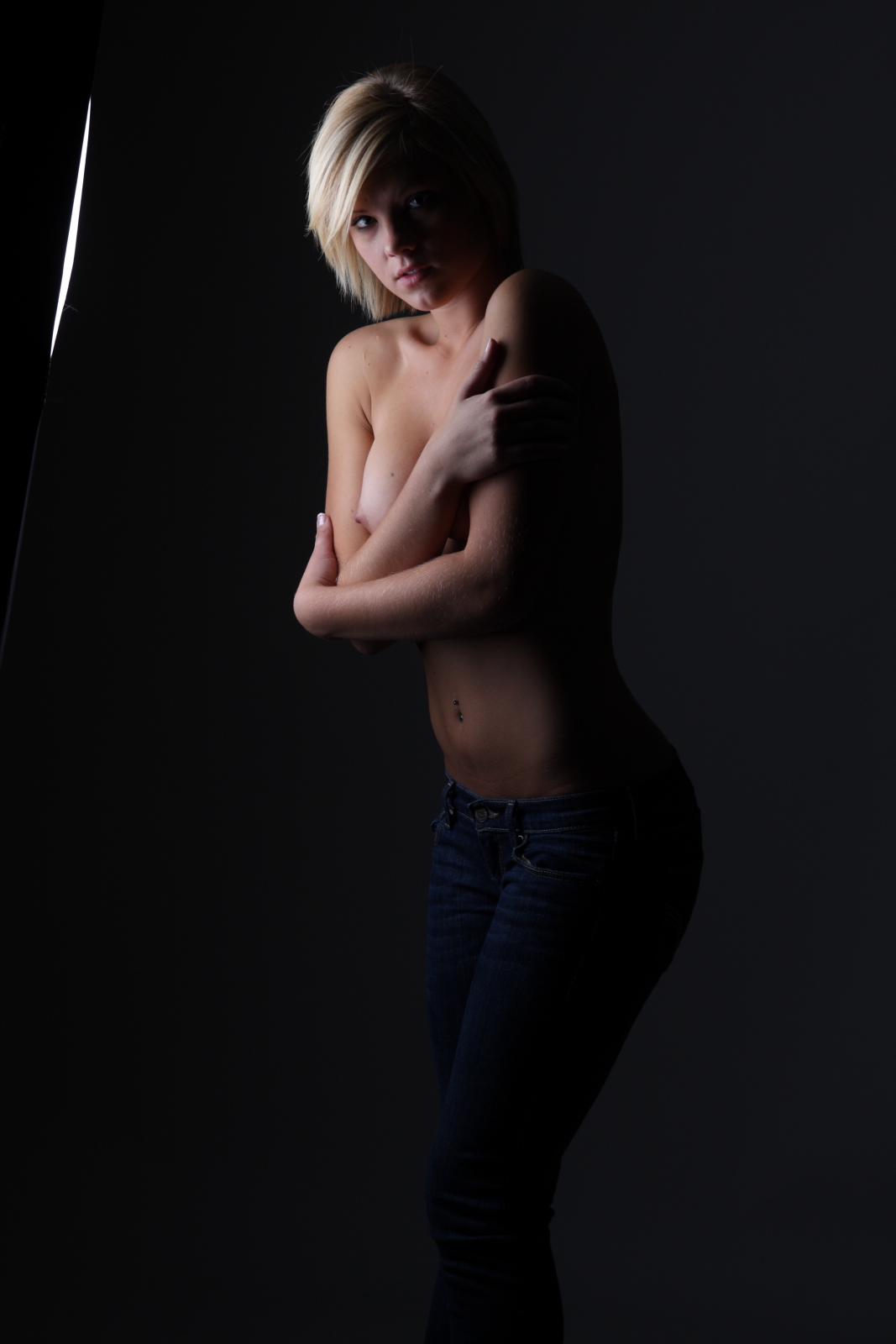 Taylor, blonde, cute, topless, jeans, glamour
