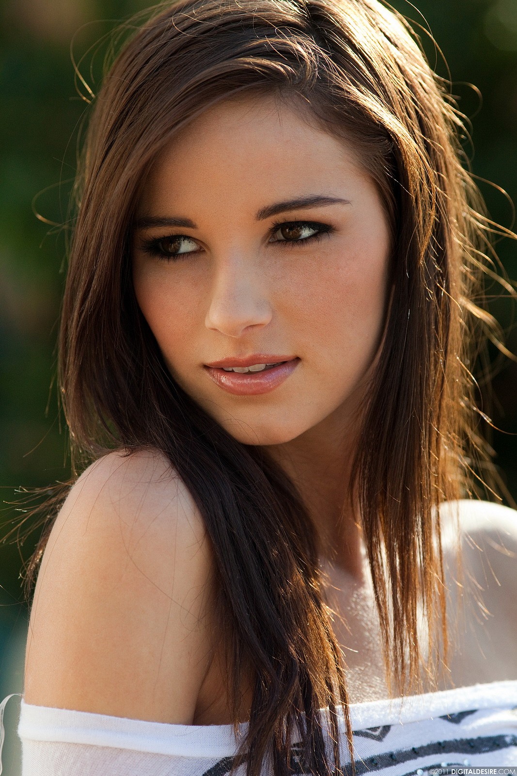 Madison Morgan, brunette, strip, topless, perky, outdoors