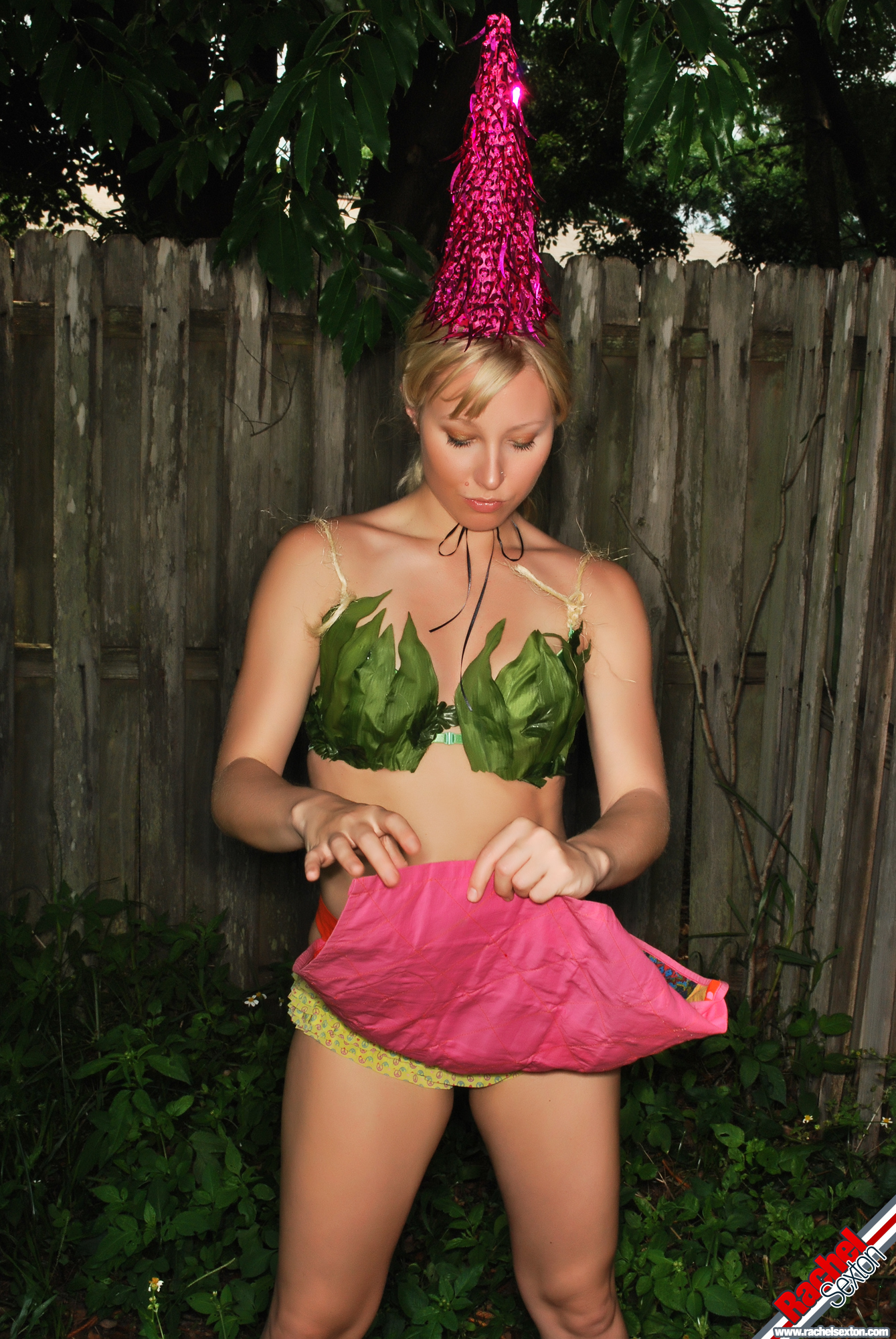 Rachel Sexton, blonde, strip, nude, hat, ass
