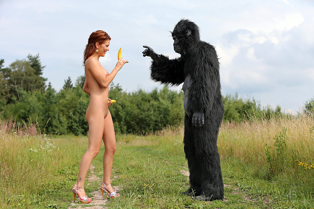 Becca, redhead, nude, gorilla
