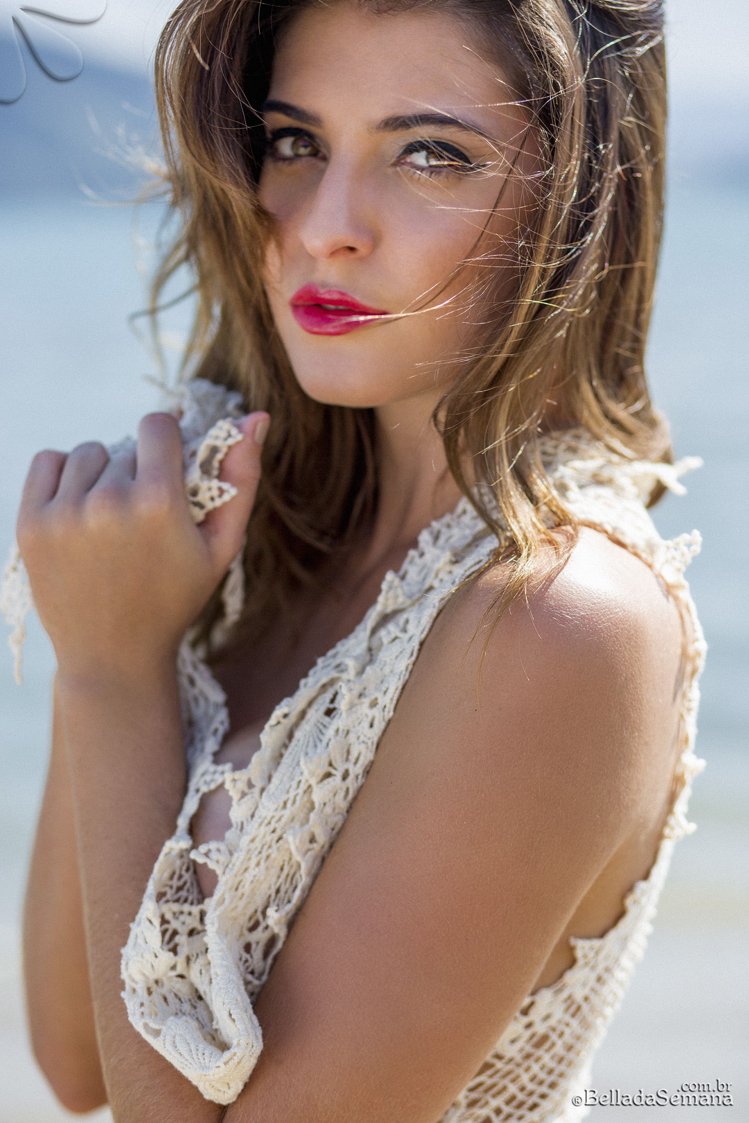 Alana Alexandrino, brunette, strip, nude, tease, beach, tanlines